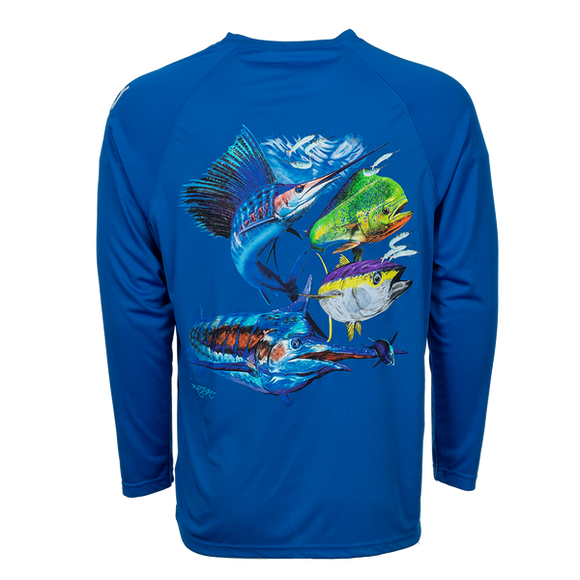 Vintage Bimini Bay T-Shirt Mens XL Blue Hook'M Sailfish Graphic Fishing  Performance Top
